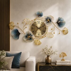 FUNTEREST Metal Wall Clock Big Antique Decorative Stylish Watch & Decoration Design for Home Decor Interior for Bedroom Living Room Dining Office Farm Cafes Restaurant Hotels House Hall Item (Mo-2)