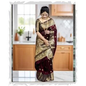 Maroon Silk Saree For Banarasi Saree For Women Kanjivaram Silk Sarees Latest Sari For Women Silk With Blouse Piece
