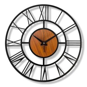 Auromin Designer Wall Clock for Living Room Stylish Latest | Metal Decorative Wall Watch Stylish Analog Hanging Clock for Living Room, Bedroom, Kitchen | Big Size Battery Operated Clock
