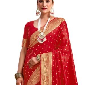SIRIL Women's Banarasi Jacquard Silk Saree Pure Silk Saree With Unstitched Blouse Piece