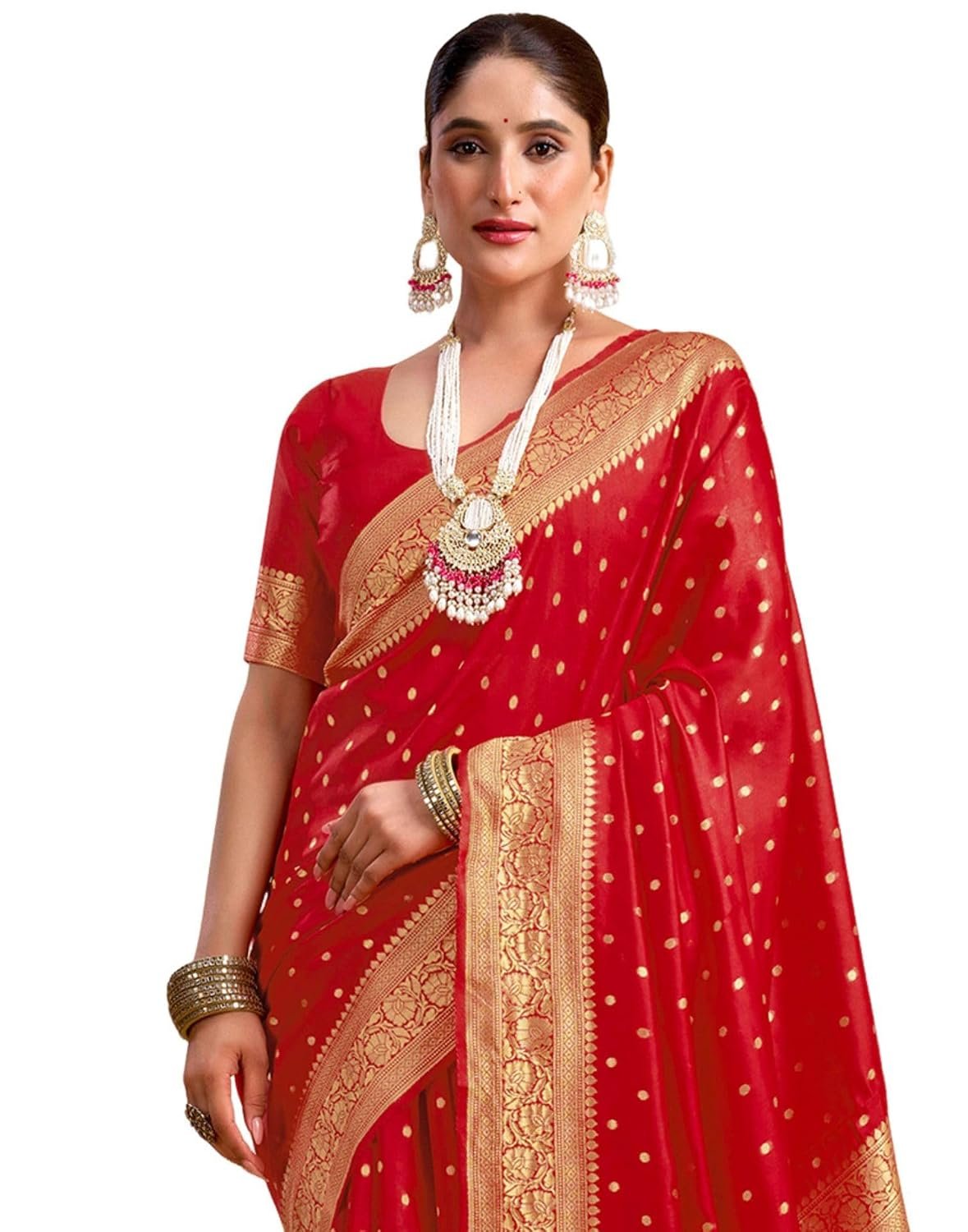 SIRIL Women's Banarasi Jacquard Silk Saree Pure Silk Saree With Unstitched Blouse Piece