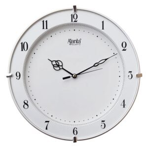Ajanta Plastic Step Movement Round Wall Clock (White, 25.7 X 25.7 X 3.6 Cm) - Analog