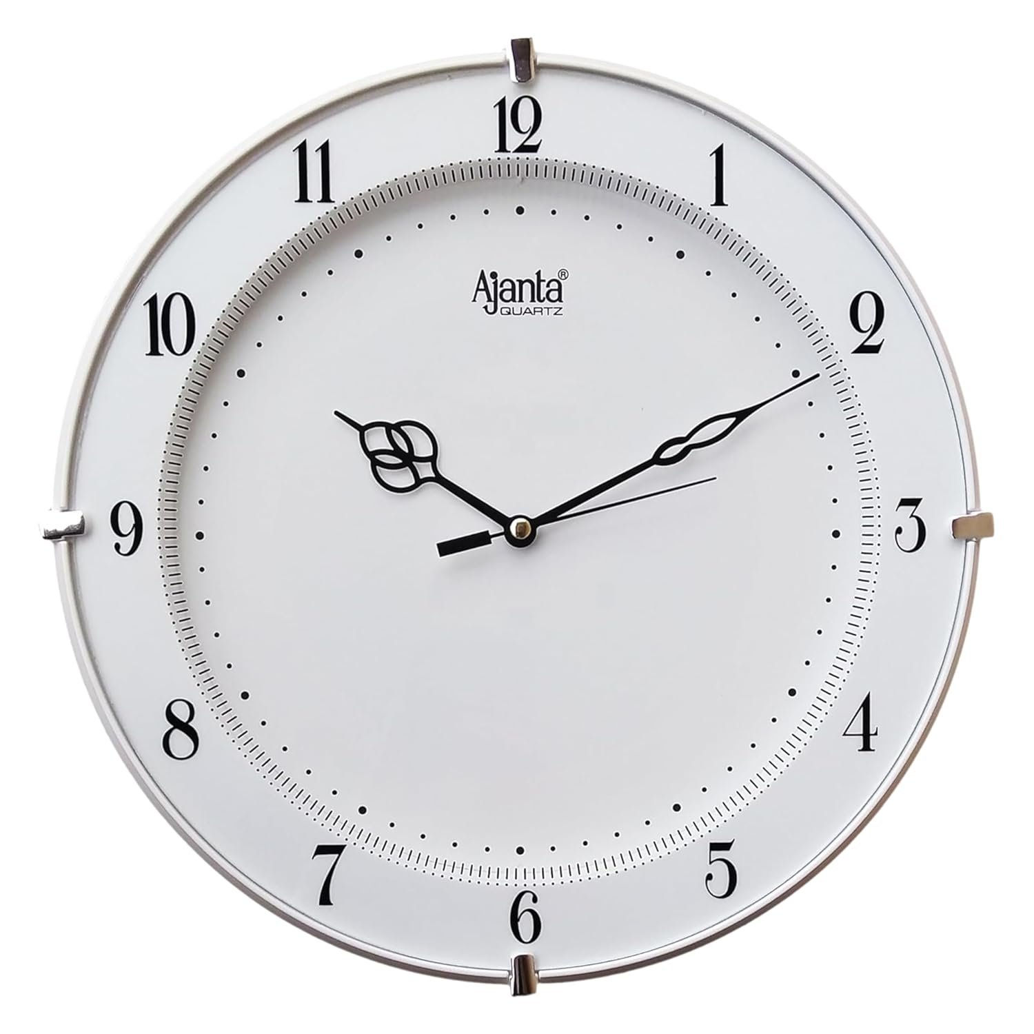 Ajanta Plastic Step Movement Round Wall Clock (White, 25.7 X 25.7 X 3.6 Cm) - Analog