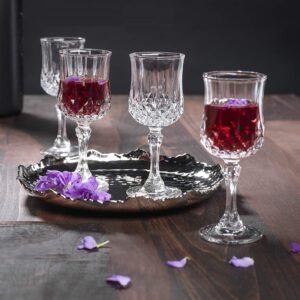 Wine Glass Red Wine Glass Party Glass,Whisky Glass, Long Champagne Wine Glass 220 ml with Elegant Flutes Stem (4)