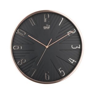 Sonam Quartz Decorative Wall Clock | Sophisticated Rose Gold - Black Dial Finish | Modern Geometric Dial Design | Silent Sweep Movement | Stylish Home & Office Decor | Size - 36x36 cm