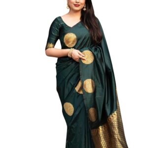 C J Enterprise Women's Pure Soft Silk Saree With Blouse Piece For Wedding