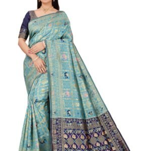 Women's Traditional Banarasi Style Art Silk Saree with Intricate Zari Weaving | Designer Saree for Wedding, Festive, Party, Reception & Cultural Occasions