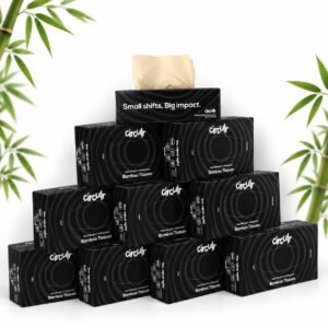 2 ply 1000 Tissues Facial Tissues Black (10 Boxes X 100 Tissues) Eco Friendly Tissue Paper for Home Made from 100% Natural Bamboo Chemical Free Soft Absorbent Tissue Paper | 10 Boxes