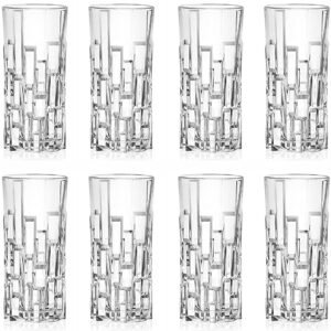 VILON Italian Premium Top Drink Pisa Water and Juice Glasses Set of 6, Drinking Stylish and Crystal Highball Glasses for Water, Juice and Cocktails | 300ML | Transparent (Set of 12)