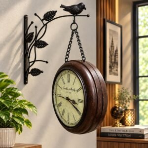 Double-Sided Station victorian style Clock, aesthetic Retro watch Railway Design,Kids Room, living Room Vintage Wall Decor for Home, cafe, office and stylish modern hall bedroom Hallway big size clock
