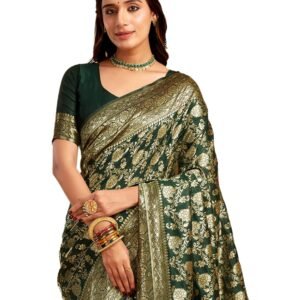 SIRIL Women's Banarasi Silk Saree Pure Silk Saree With Unstitched Blouse Piece