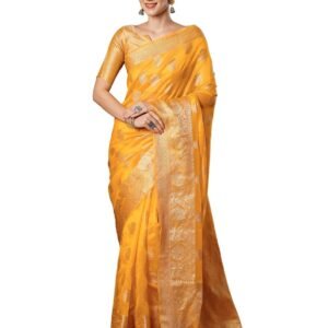 SIRIL Women's Banarasi Soft Silk Saree Pure Silk With Unstitched Blouse Piece