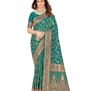 Mehrang Cotton Banarasi Silk Saree for Women With Unstitched Blouse Piece
