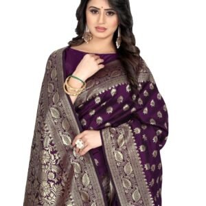 SIRIL Women's Printed Silk Saree with Unstitched Blouse Piece