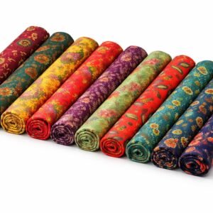Women's Silk Unstitched Printed Blouse Materials (Multicolor, Free Size)- Navratri Special, Durga Puja Special, Oti Bharan, Ugadi Special - Pack of 10
