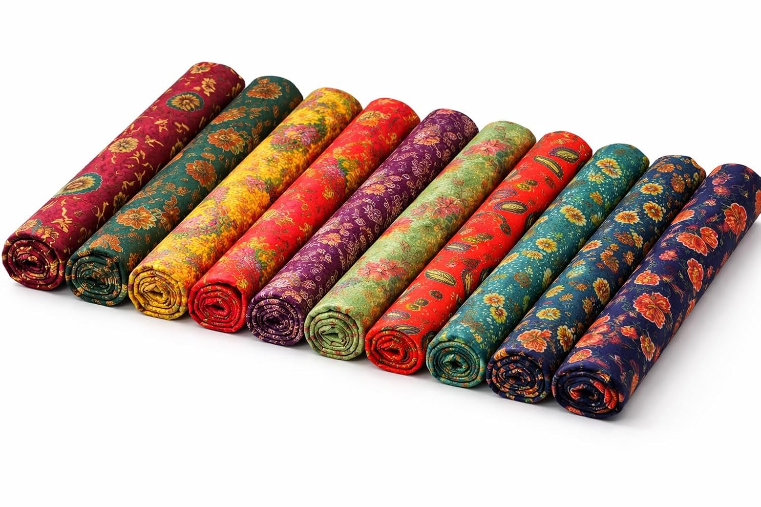 Women's Silk Unstitched Printed Blouse Materials (Multicolor, Free Size)- Navratri Special, Durga Puja Special, Oti Bharan, Ugadi Special - Pack of 10