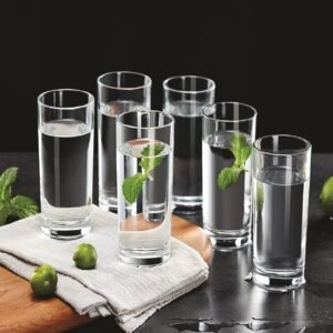 Italian Premium Juice and Water Glasses Set of 6 Transparent, 300ml, Drinking Water Glasses Stylish & Crystal Round Highball Glasses for Water, Juice & Cocktails, Glass Set of 6 for Water