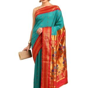 Varkala Silk Sarees Women's Paithani Soft Silk Kadiyal Maharani Saree With unstitched Blouse Piece | Traditional Stylish Saree | Gifting for Women | Indian look