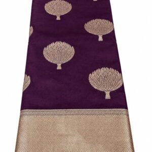 Banarasi Silk Saree for Women | Royal Plum Soft Silk Saree with Golden Zari Flower Motifs | Traditional Saree with Rich Zari Border & Matching Blouse Piece | Wedding, Festive & Ethnic Wear