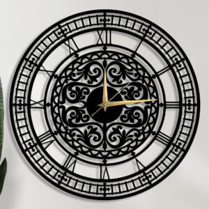 Reyox Material Metal Wall Clock Big Size Wall Clock Modern Clocks for Living Room Stylish Wall Clocks for Home Antique Big Size Modern Wall Watch for Home Decor-Black(40 cm) DA-56