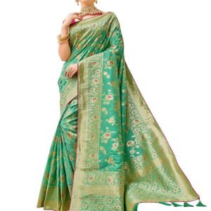 Monjolika Fashion Women's Pure Kanjivaram Style Banarasi Soft Design silk Saree With Blouse Piece For Wedding (37769 color)