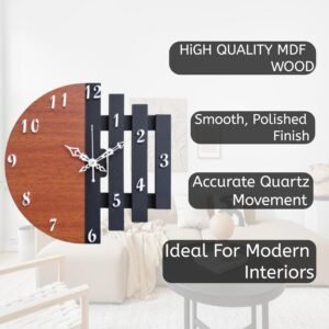 Unique Craft 3D Wooden Analog Wall Clock Antique Design for Living Room, Bedroom Wall, Home and Office - Brown - MD_UNQ-038