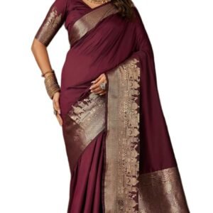 SWORNOF Women's Soft Silk Banarasi Saree With Unstitched Blouse Piece