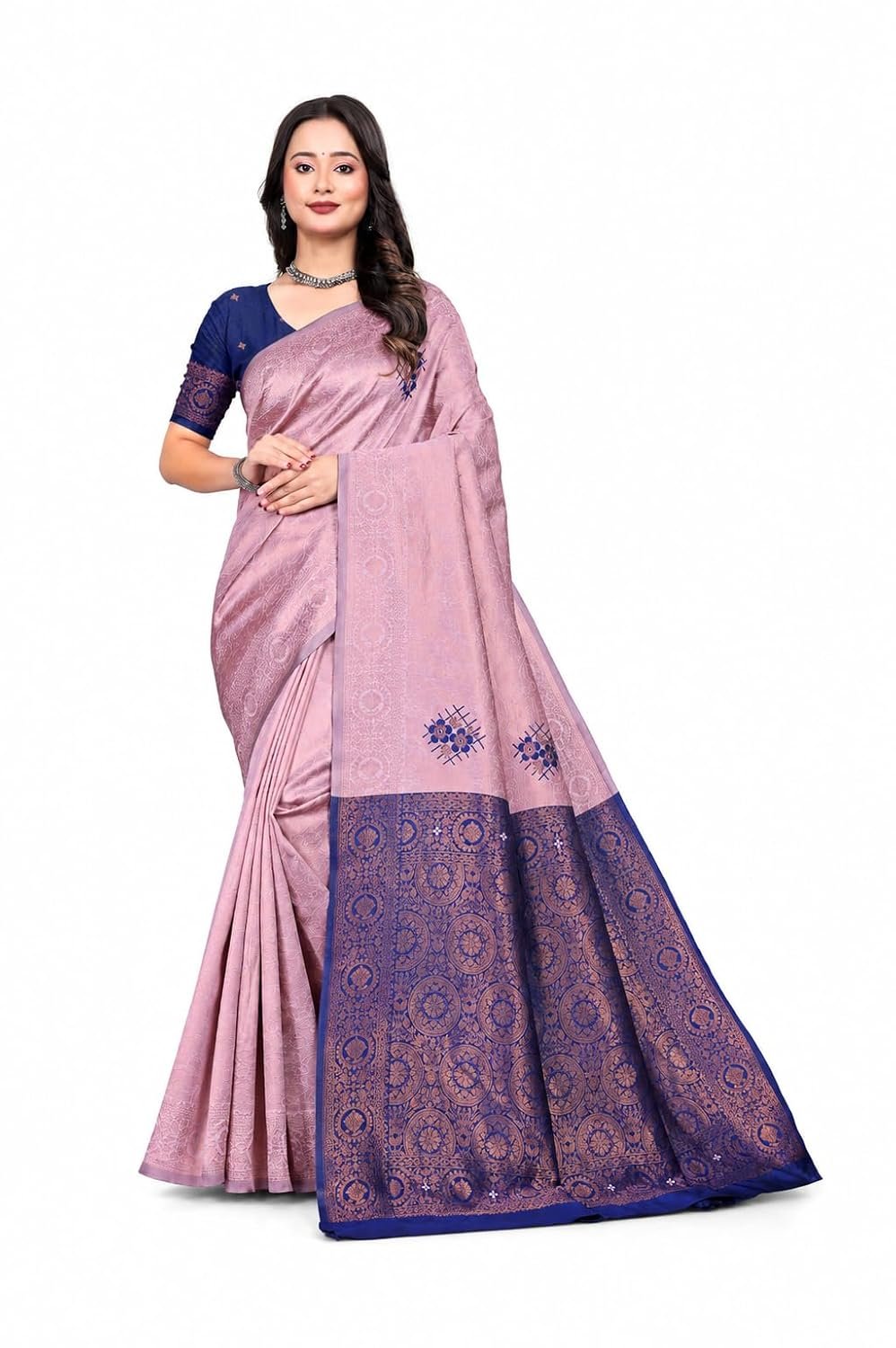 Fashion Women's Kanjivaram Style Soft Silk Banarasi Sarees With Blouse Piece For Women Pure Soft Silk Saree With Blouse Piece For Wedding