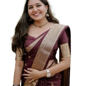 Sugathari Women's Trendy Banarasi Saree Pure Kanjivaram Art Silk Soft new ladies 2026 Design Wear Pattu Sarees Latest Cotton Party Sari collections With Blouse Piece for Wedding sadi (KS Saree)