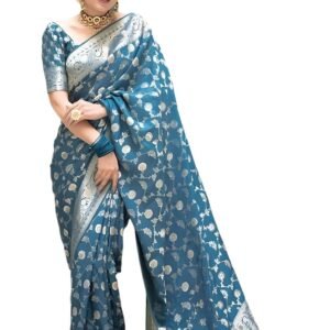 Women's Pure Kanjivaram Silk Saree Soft Banarasi Style Wedding With Blouse Piece | Saree For Women | New Sari