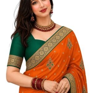 Women's Glory Banarasi Satin Silk Saree with Embroidery Design