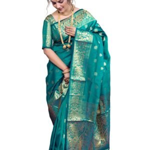 Women's Pure Soft Kanjivaram Silk Saree | Banarasi Style Sari With Unstitched Blouse Piece | Wedding Collection