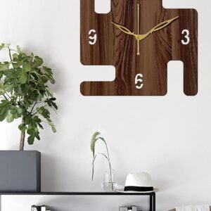 Yami MDF Wood Analog 25 cm X 25 cm Wall Clock (Brown, Without Glass, Small Size) | Wall Clock-032 Wenge -1
