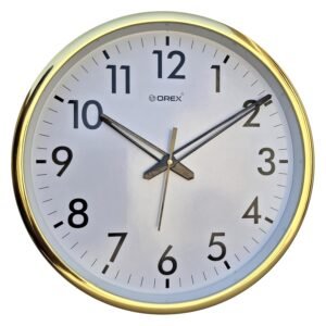OREX Modern Stylish Wall Clock for Home & Office | Round 30x30 cm Designer Wall Watch for Living Room, Hall & Bedroom | Latest Wall Clock Design-OC-100-Gold