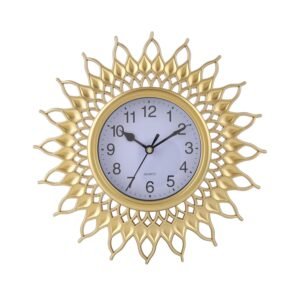 Mezin Gold Rangoli Design-25 Wall Clock | Analog Operation | 24 cm Battery-Powered