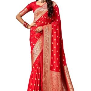 C J Enterprise Women's Banarasi Saree Pure Kanjivaram Style Silk Saree With Blouse Piece for Wedding (Pari 121)