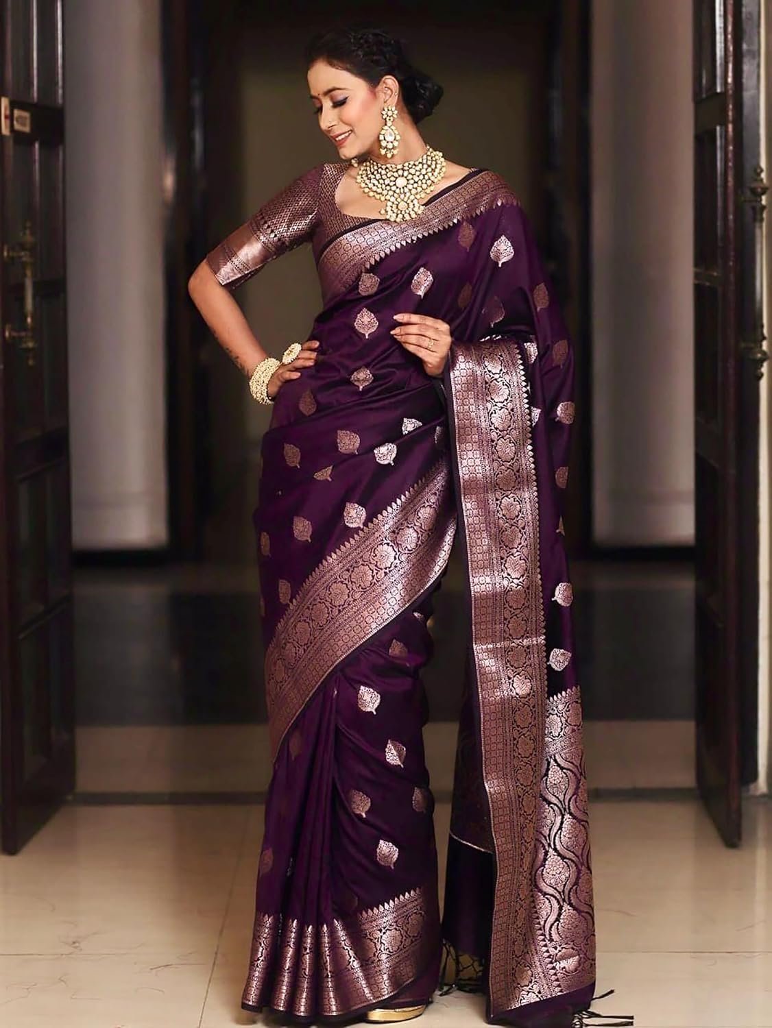 Anjaneya Sarees Woven Banarasi Silk Designer Kanjivaram Saree