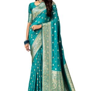 C J Enterprise Women's Banarasi Saree Pure Kanjivaram Style Silk Saree With Blouse Piece for Wedding (Pari 121)