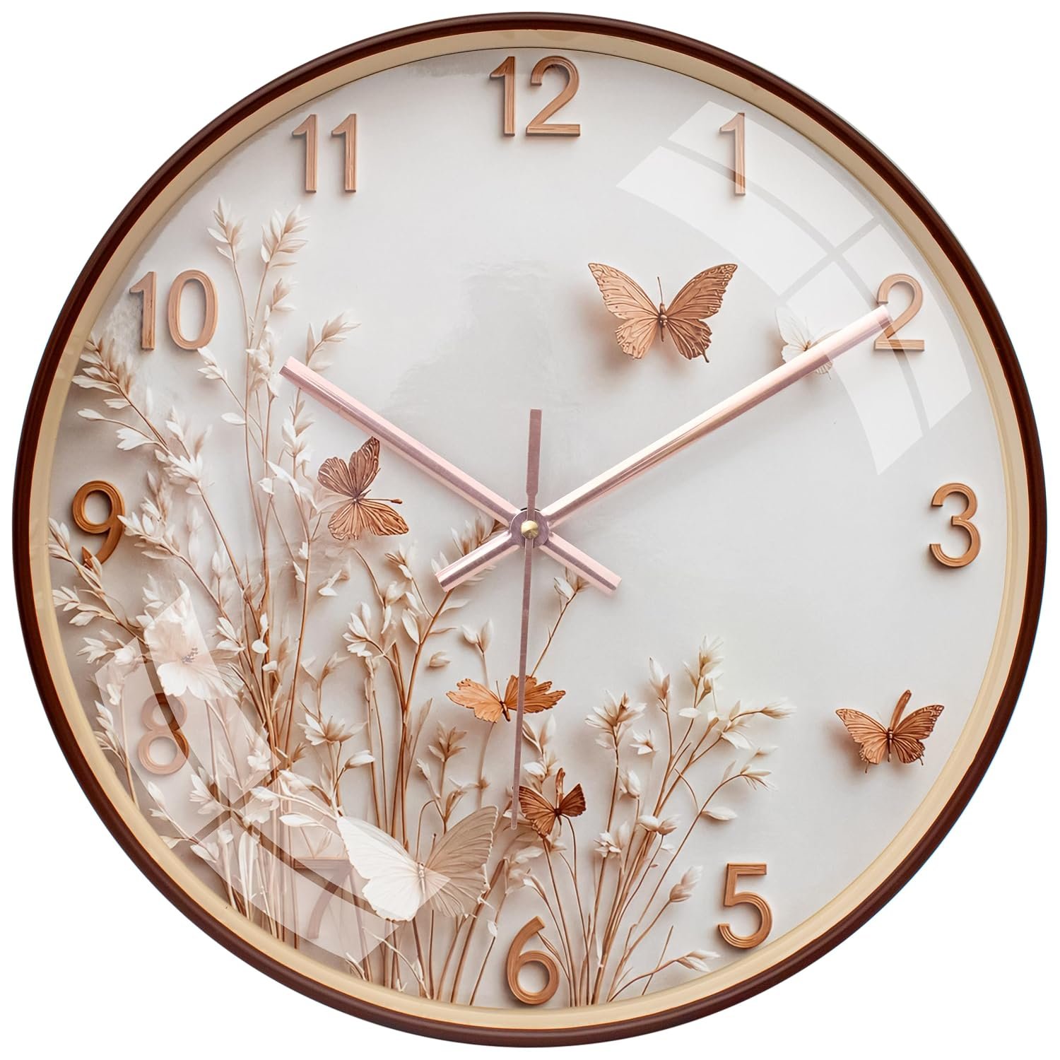 Rylan Wall Clock 12" Silent Quartz Decorative Wall Clock Non-Ticking Classic Digital Clock Battery Operated Round Easy to Read Handheld Complete Home/Kitchen/Bedroom(446)'