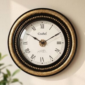 CRAFTEL Brass Roman Dial Clock Antique Decorative Wall Clock for Bedroom Living Room Home and Office (Antique Gold)