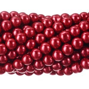 RUBYCA 200Pcs Czech Tiny Satin Luster Glass Pearl Round Beads DIY Jewelry Making 8mm Bordeaux Red
