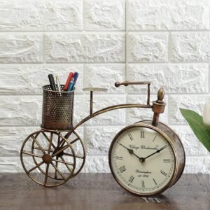 CRAFT TREE Metal Wall Clock for Living Room, Bedroom, Office, Kitchen, Home and Hall, Antique Latest Cycle Design Big Size Modern Wall Watch for Home Decor