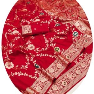 KUMARIKA Womens Kanjivaram Pure Banarasi Silk Zari Woven Jaquard Saree with Blouse | Saree For Womens | New Saree Collection