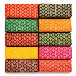 Women's Silk Unstitched Blouse Material 1 Meter Each | Silk Brocade Zari Work Multicolor Traditional Blouse Piece/Pack, Length: 1 Mtr (Pack of 10 Pieces)