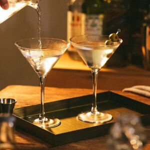 Italian Premium Martini Glasses Set of 6 | 150 ML Crystal Clear Glass for White or Red Wine Champagne Brandy Burgundy Cocktail Party | Best Gift, Transparent Unique Tableware