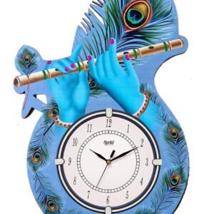 Ajanta Wall Clock Wooden Wall Clock Krishna Bansuri Pankh (40x24 cm)
