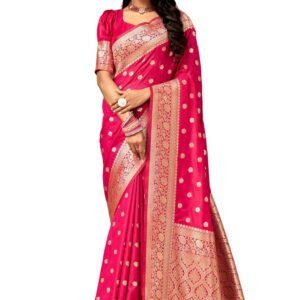 C J Enterprise Women's Banarasi Saree Pure Kanjivaram Style Silk Saree With Blouse Piece for Wedding (Pari 121)
