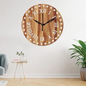 Yami MDF Wood Analog 25 cm X 25 cm Wall Clock (Beige, Without Glass, Small Size) | Wall Clock - 011 Beige -1