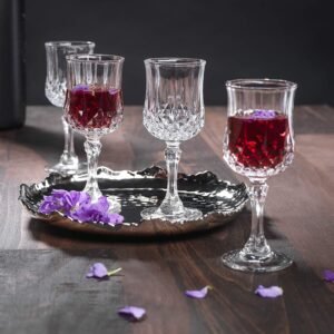 V Bright Diamond Cut White or Red Wine Glass | Crystal Clear Glass | Perfect for Cocktail, Brandy, Mocktail, Champagne | Set of 2