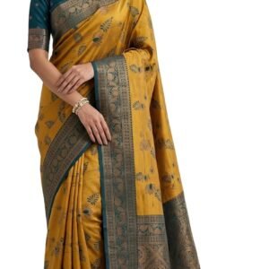 C J Enterprise Women's Pure Soft Silk Saree With Blouse Piece For Wedding (Avantikaa)
